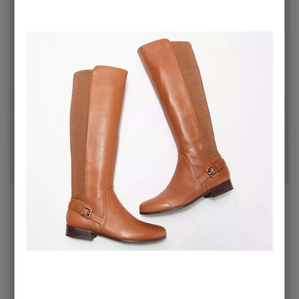 Isaac Mizrahi Cognac Leather tall boot *WIDE CALF* *NIB*